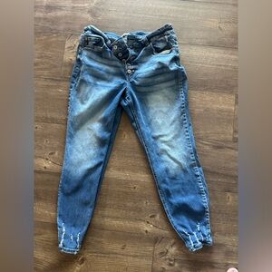 KanCan Blue Distressed Ankle Jeans